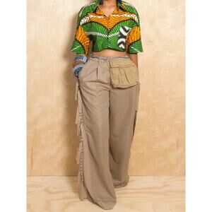 Wide-Leg Pants with Fringed Details